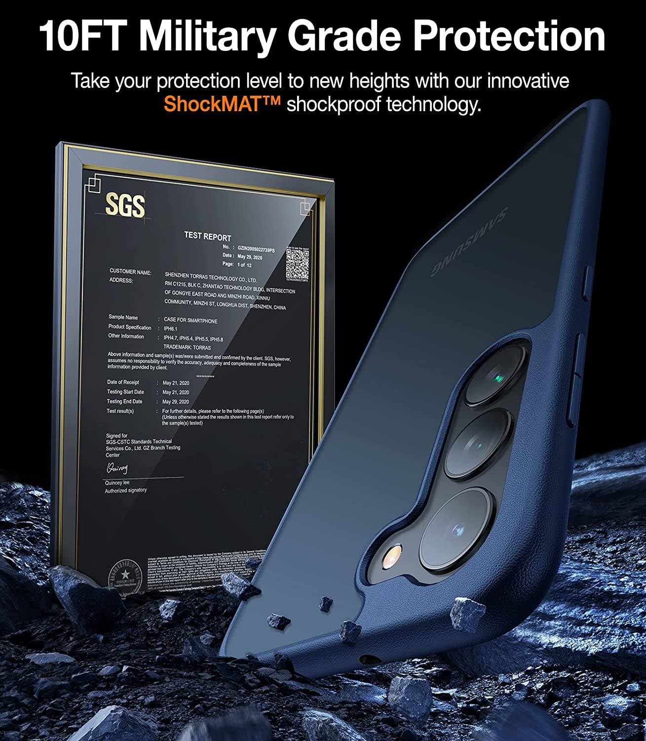 TORRAS Shockproof Designed for Samsung Galaxy S23 plus Case(Only), [Military Grade Drop Tested] Translucent Slim Protective Matte Phone Case for Samsung S23 plus Case 5G Guardian,Navy Blue  TORRAS   