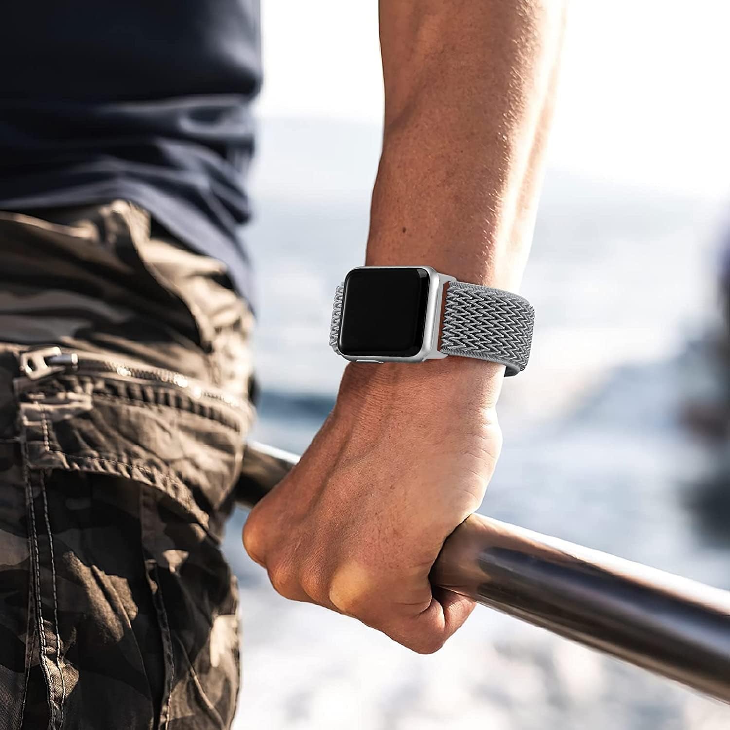 3 Pack Elastic Nylon Bands Compatible with Fitbit Sense/Versa 3, Soft Adjustable Breathable Sport Replacement Wristbands Straps for Woman Man  voma   