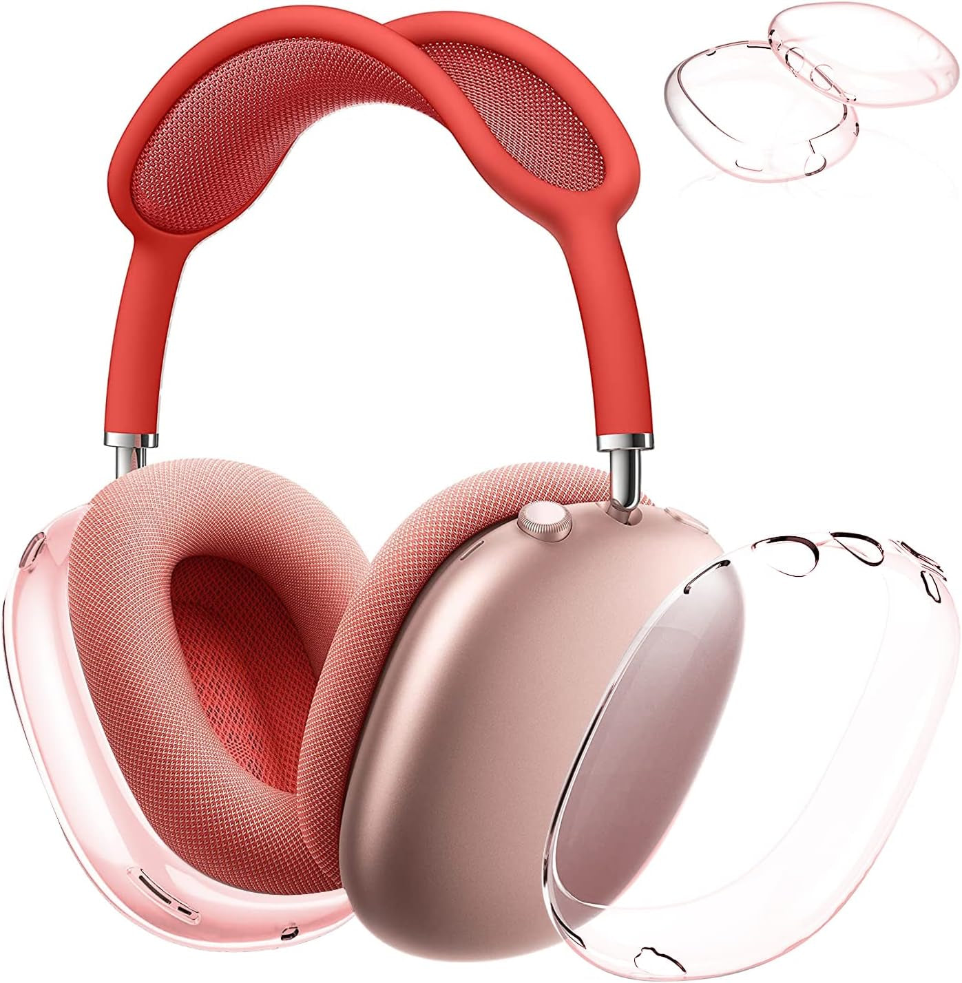 Valkit Compatible with Airpods Max Case Cover, Clear Soft TPU Protective Headphones Cover Headset Shockproof Full Case for Airpods Max -Transparent  VKT Clear Pink  