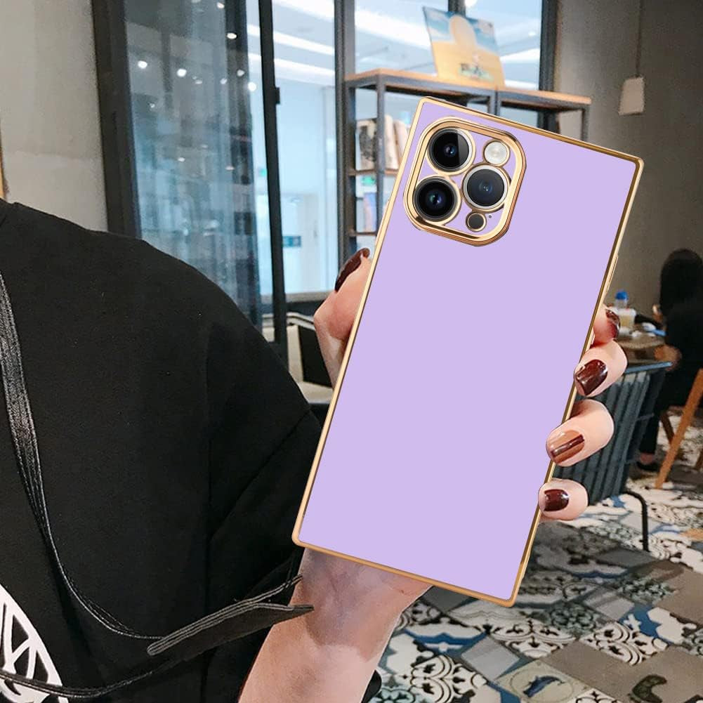 LSL Case for Iphone 14 Pro Soft TPU Bumper Anti-Drop Anti-Scratch Shock Absorption Full Body Heavy Duty Protective Wireless Slim Purple Plating Square Cover Compatible with Iphone 14 Pro  LSL   