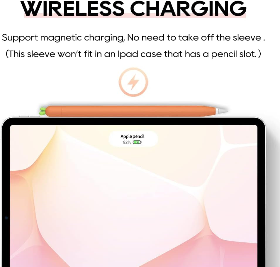 Case for Apple Pencil 2Nd Generation Case Sleeve Soft Silicone Cute Carrot Design Protective Cover Holder Accessories Compatible with Apple Pencil 2Nd Gen (Orange)  Meowster   