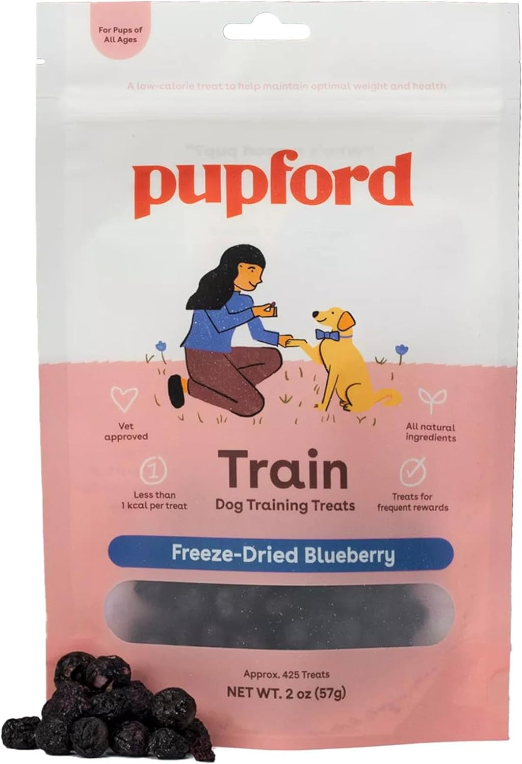 Pupford Freeze Dried 475+ Puppy Treats, Low Calorie, Vet Approved, All Natural, Healthy Training Treats for Small to Large Dogs (Beef Liver)  Pupford Blueberry 2.00 Ounce (Pack Of 1) 