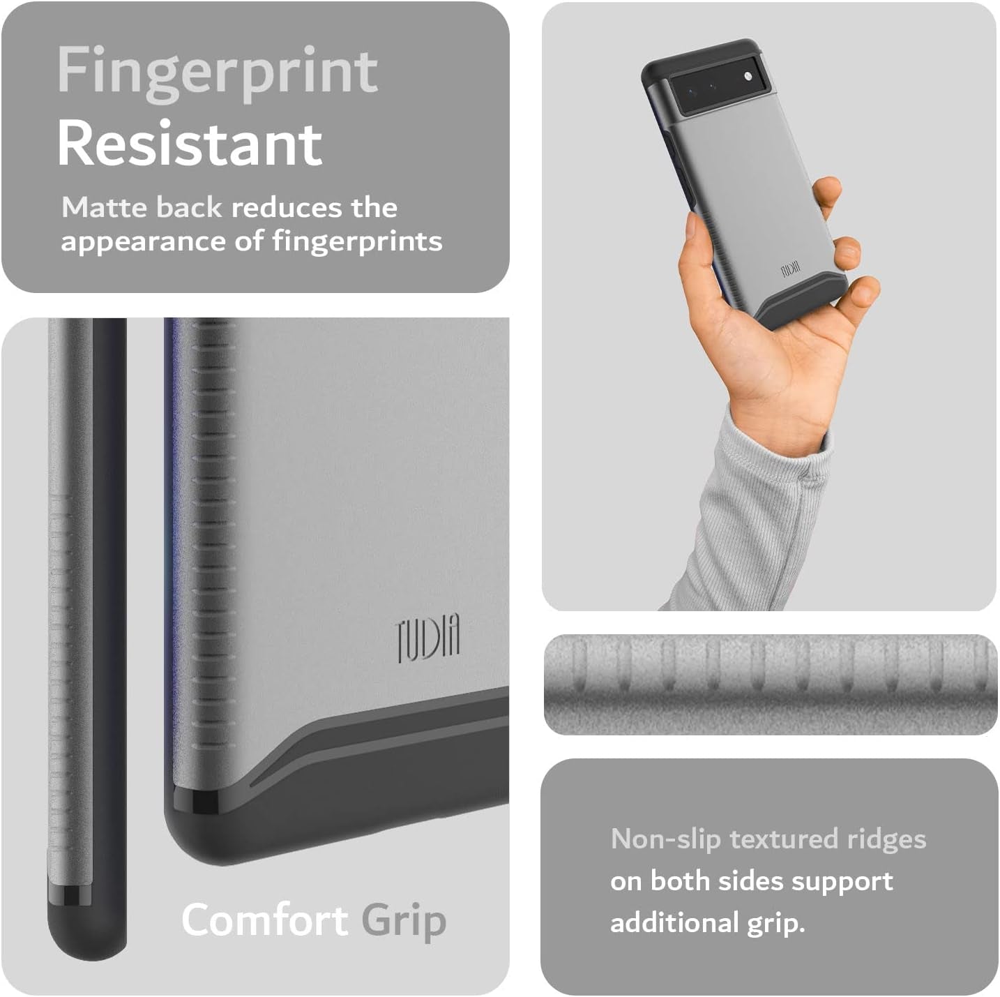 TUDIA Dualshield Designed for Google Pixel 6 Case (2021), [Merge] Shockproof Military Grade Slim Heavy Duty Dual Layer Tough Protection for Pixel 6 Phone Case - Metallic Slate  TUDIA   