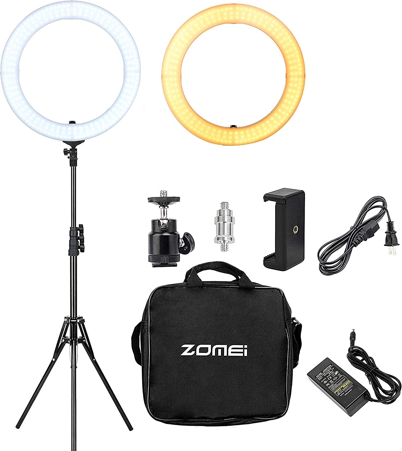 Zomei 18" Ring Light with Stand Dimmable LED Ring Light Bi-Color Selfie Halo Ring Light for Phone with Phone, Makeup Selfie Photography Ring Light for Youtube Video Shoot  ZOMEi   