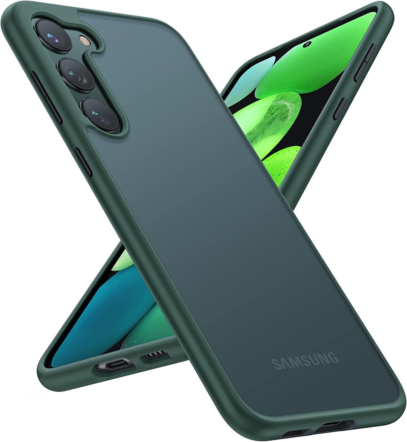 TORRAS Shockproof Galaxy S21 Case (Only), [Military Grade Drop Tested] Translucent Matte Hard Back with Soft Edge Slim Protective Compatible for Samsung Galaxy S21 Case, Black  TORRAS Green S23 