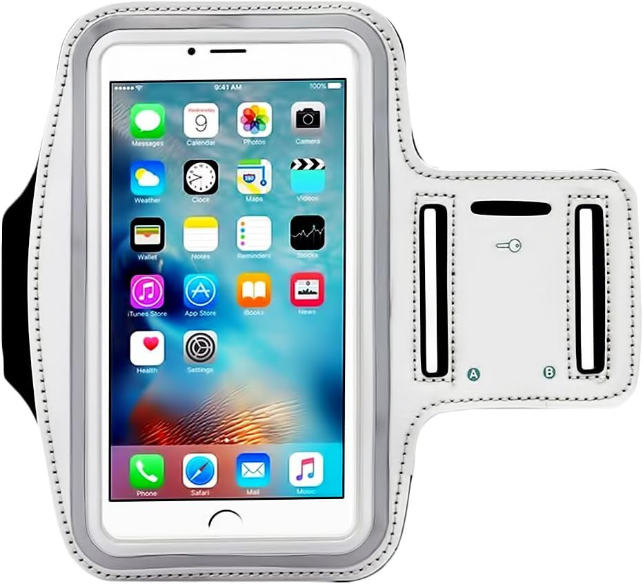 [1 Pack]Water Resistant Sports Armband Casehq for Iphone 7/7 Plus, 6/6S plus (5.5-Inch), Galaxy S6/S7 Edge, Y Note 5, with Key Holder/ Flap High Visibility Night Reflective Running Exercise Armband  CaseHQ armband Silver 5.7 1Pack  