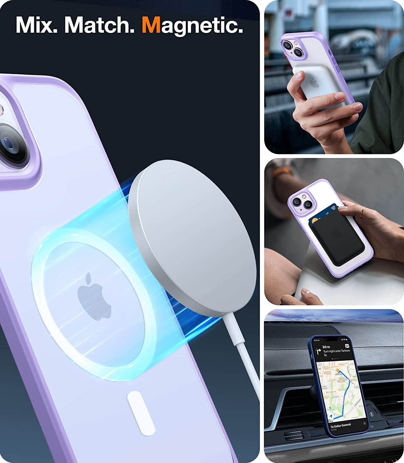 TORRAS Magnetic Designed for Iphone 14 plus Case, [10FT Military Grade Drop Tested] [Compatible with Magsafe] Slim Protective Translucent Matte Phone Case for Iphone 14 Plus, 6.7Inch,Purple  TORRAS   
