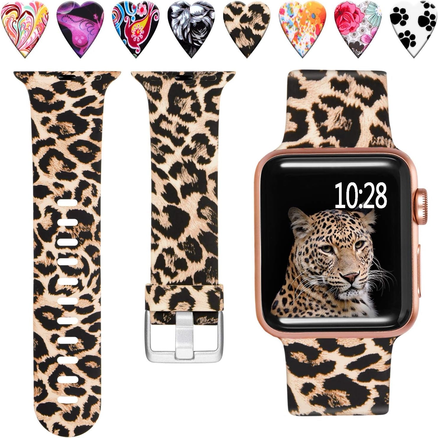Laffav Compatible with Apple Watch Band 41Mm 40Mm 38Mm Iwatch SE & Ultra & Series 8/7/6/5/4/3/2/1 for Women Men, Sexy Leopard, S/M  Laffav Classic Leopard 38/40/41MM M/L 