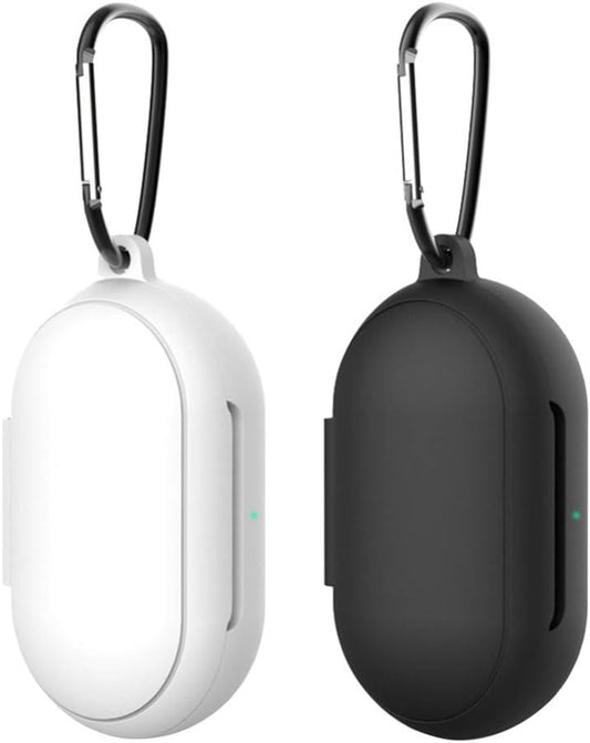 Hemobllo Compatible for Samsung Galaxy Buds plus Case - 2 Pcs Silicone Case Cover Anti-Scratch Wireless Earbuds Carrying Case Shock Resistant Protective Case Skin with Keychain (Black+White)  Hemobllo   