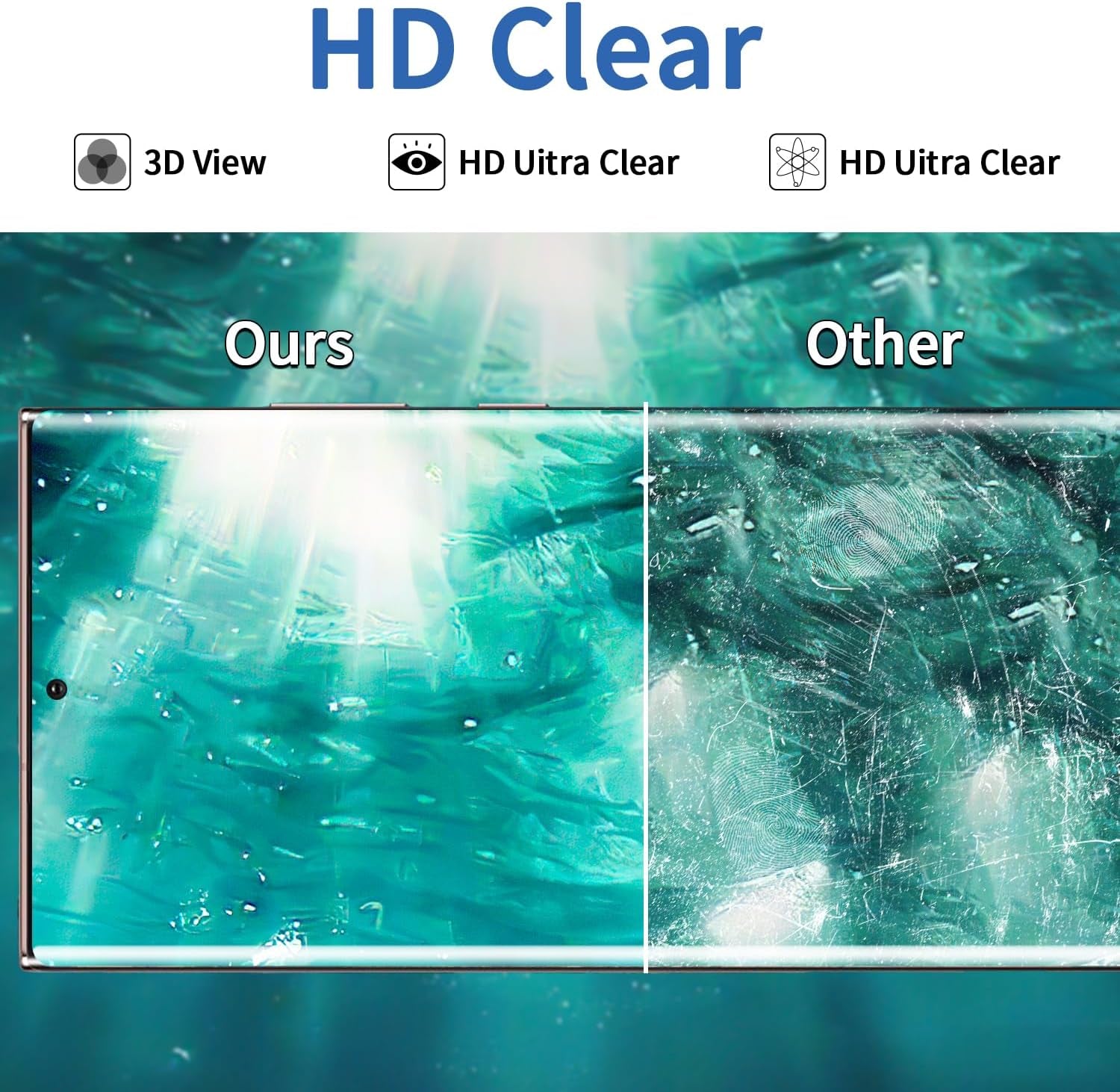 Letosan 3 Pack Galaxy S22 Ultra Screen Protector, HD Clear Tempered Glass, Fingerprint Unlock, 3D Curved, Scratch Resistant, Bubble-Free for Samsung Galaxy S22 Ultra 5G Glass Screen Protector  letosan   