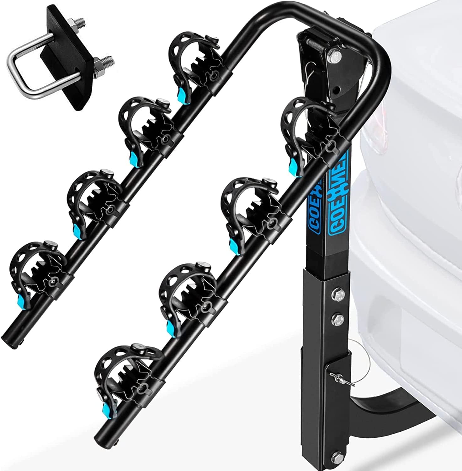 4 Bike Rack Hitch Mount(180 Lbs Capacity), Bike Hitch Hanging Rack and Carrier for Car, SUV and Truck with 2” Receiver, High Strength Double Arms, Anti-Rattle System  GOEHNER's   