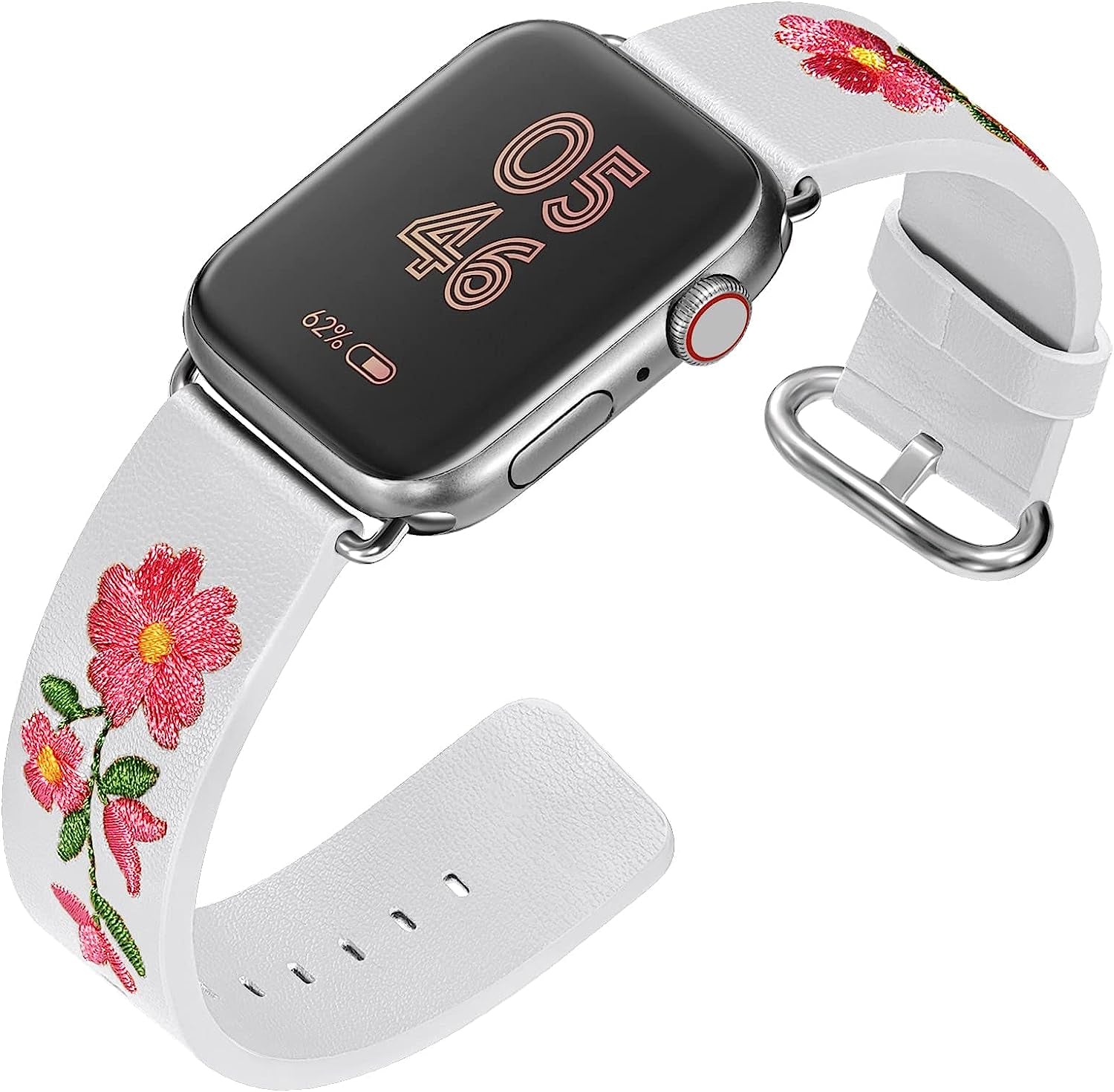 FENICHI Leather Watch Bands for Apple Watch 44Mm 38Mm 40Mm 41Mm 42Mm 45Mm 49Mm Personality Embroidery Elegant Wristbands for Iwatch Series 8 7 6 5 4 3 2 1 Se Ultra Band Women Girl Lady  FENICHI White 38/40/41mm 