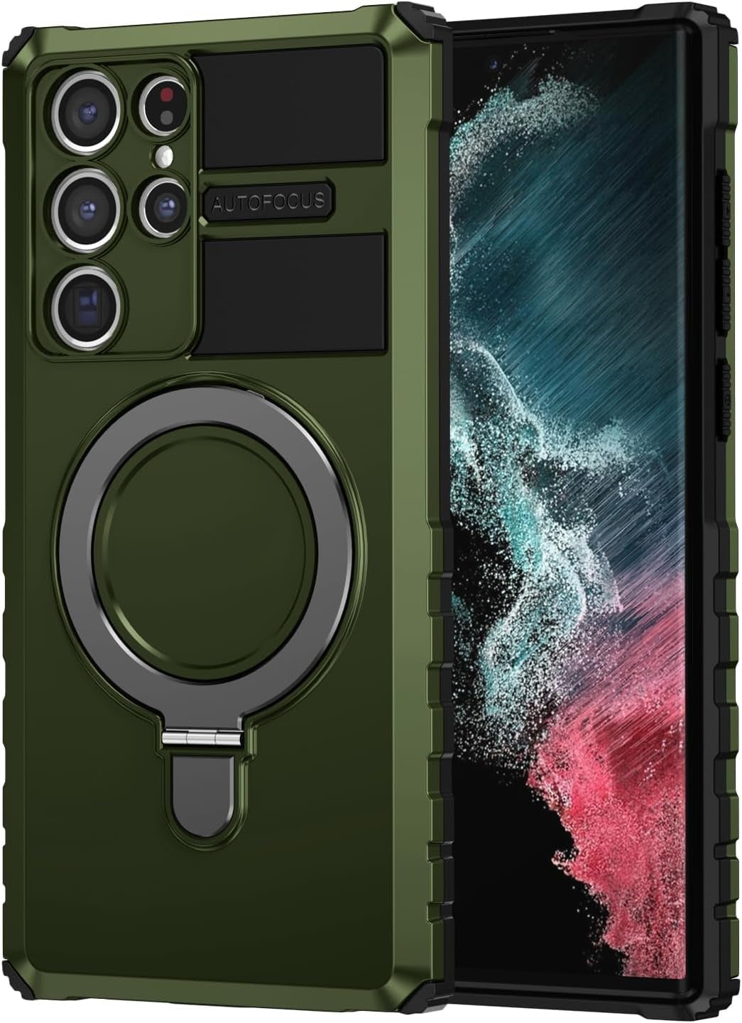 THMEIRA Samsung Galaxy S22 Ultra Magnetic Case [Compatible with Magsafe] Samsung Galaxy S22 Ultra Case with Ring Kickstand, Military Grade Heavy Duty Case for Samsung S22 Ultra, Green  THMEIRA   