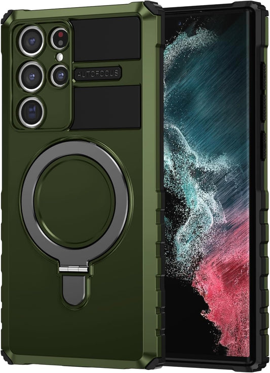 THMEIRA Samsung Galaxy S22 Ultra Magnetic Case [Compatible with Magsafe] Samsung Galaxy S22 Ultra Case with Ring Kickstand, Military Grade Heavy Duty Case for Samsung S22 Ultra, Green  THMEIRA   