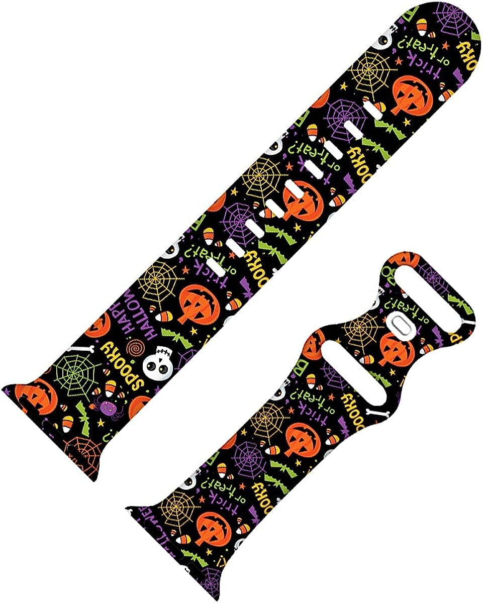 BACDOILQ Halloween Watch Band Smartwatch Replacement Compatible with Watch 38Mm 40Mm 41Mm 42Mm 44Mm 45Mm Silicone Strap for Watch Series 7/6/5/4/3/2/1/SE  BACDOILQ   