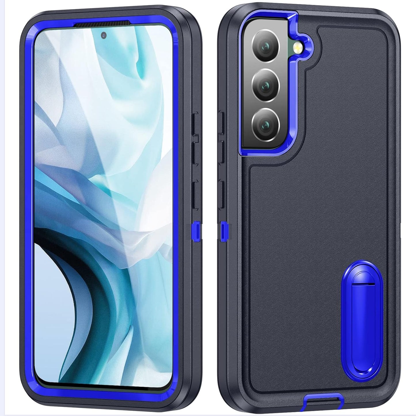 Idweel Galaxy S22 Case with Build-In Kickstand, Heavy Duty Protection Shockproof Anti-Scratch Rugged Protective Durable Case Hard Cover for Samsung Galaxcy S22 6.1 Inch,Navy Blue  IDweel   