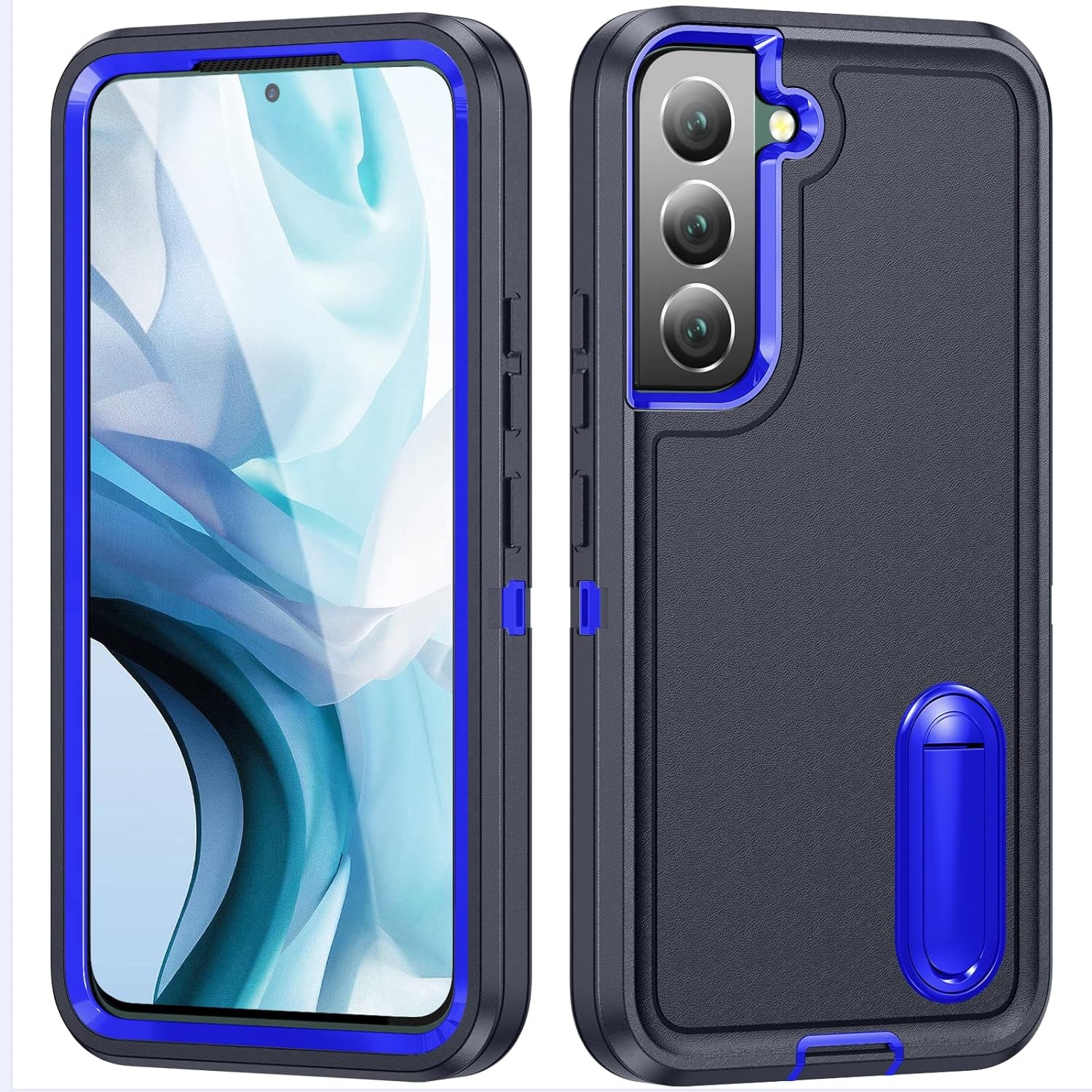 Idweel Galaxy S22 Case with Build-In Kickstand, Heavy Duty Protection Shockproof Anti-Scratch Rugged Protective Durable Case Hard Cover for Samsung Galaxcy S22 6.1 Inch,Navy Blue  IDweel   