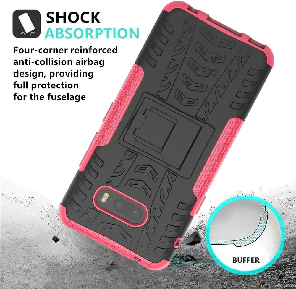 SKTGSLAMY LG G8X Thinq Case, with HD Screen Protector, [Shockproof] Tough Rugged Dual Layer Protective Case Hybrid Kickstand Cover for LG G8X Thinq (Pink)  SKTGSLAMY   