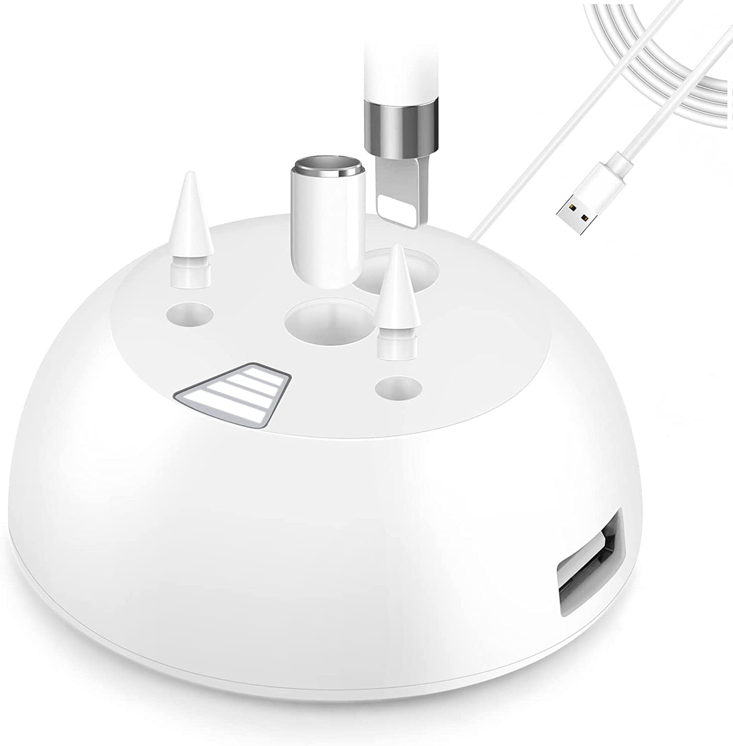 Bivtrily Charger Stand for Apple Pencil 1St Generation, Charging Adapter with LED Display & USB Port, Pencil Accessories with Pen Tips and Cap Holder Compatible with Ipad Ipencil Ipen  Bivtrily   