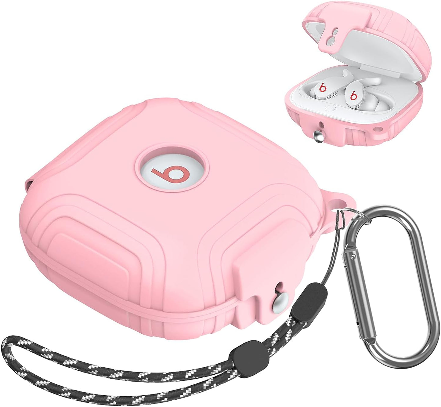 [Lock Buckle] Beats Fit Pro Case Cover, Silicone Protector Case for Apple Beats Fit Pro, Shockproof Beats Fit Pro Earbuds Case, Skin Full Protective Shell with Keychain/Lanyard Accessories (Blue)  UCPOVT Pink  