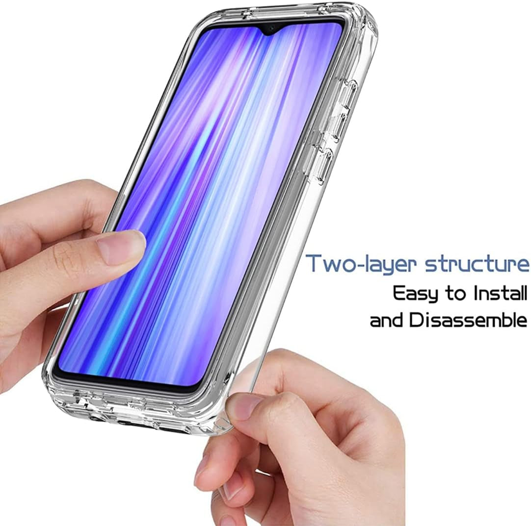 Gufuwo Case for Redmi Note 8 Pro M1906G7I Case with Tempered Glass Screen Protector, Clear 360 Full Body Protection Hard Shell+Soft TPU Bumper Shockproof Cover Case for Xiaomi Redmi Note 8 Pro (Clear)  Gufuwo   