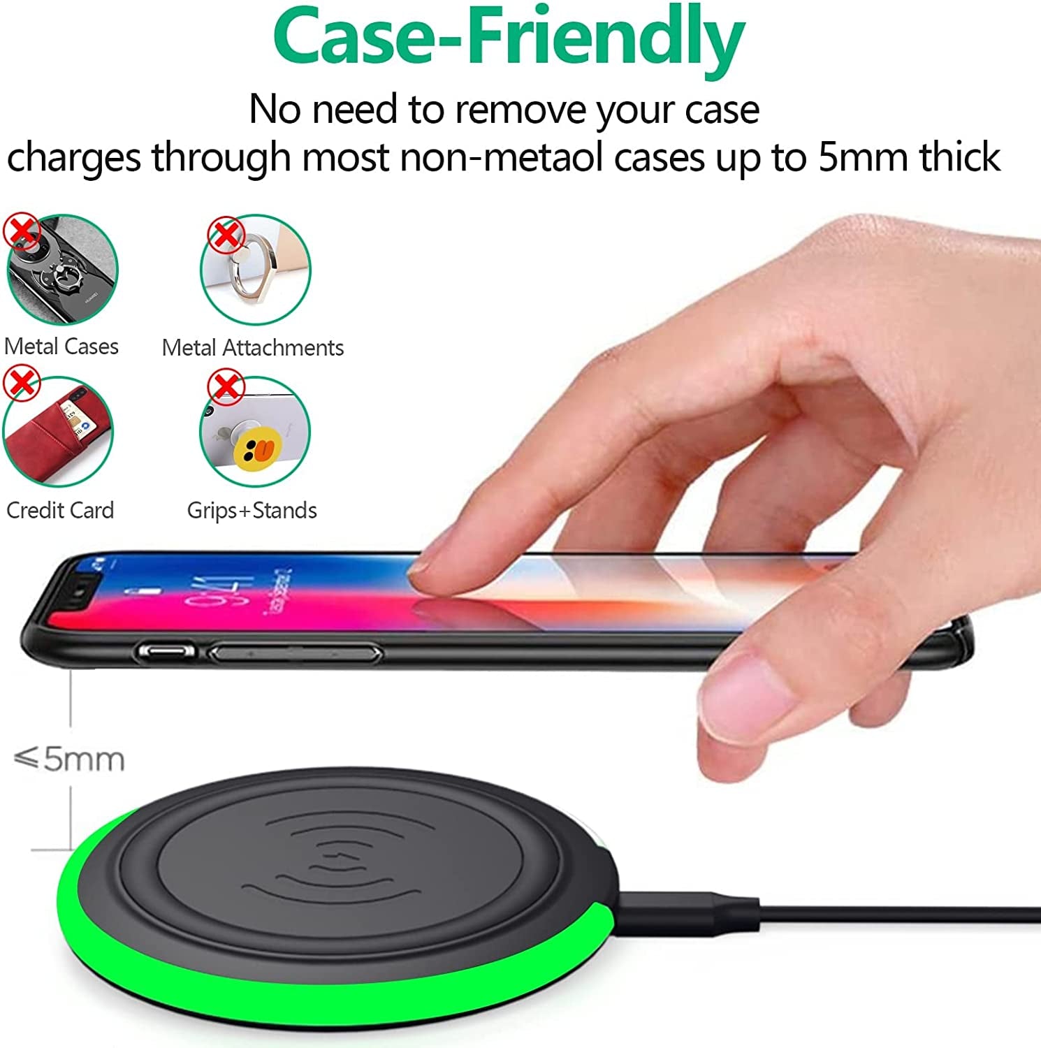 Wireless Charging Pad, 15W Max Fast Wireless Charger, Wireless Phone Charger for Iphone 14/14Plus/14 Pro/14 Pro Max/13/12/11/X/Se/8, Samsung Galaxy S22/S21/S20, Note20/10, Airpods Pro  COO   