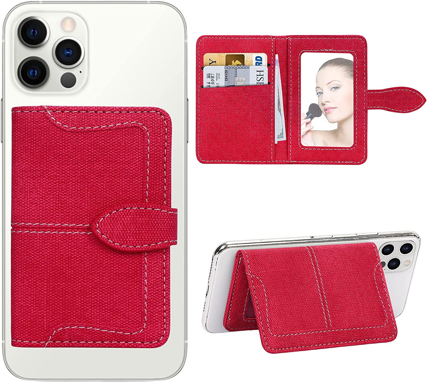 FYY Card Holder for Back of Phone, Stick on Wallet Magsafe Upgrade Strong Magnetic Stand Phone Sleeve, Detachable Phone Card Holder Compatible with Iphone 12/13/14 Pro|Pro MAX, Max 2 Cards, Black  GUANGZHOU WENYI COMMUNICATION EQIPMENT CO.,LTD A-Red  