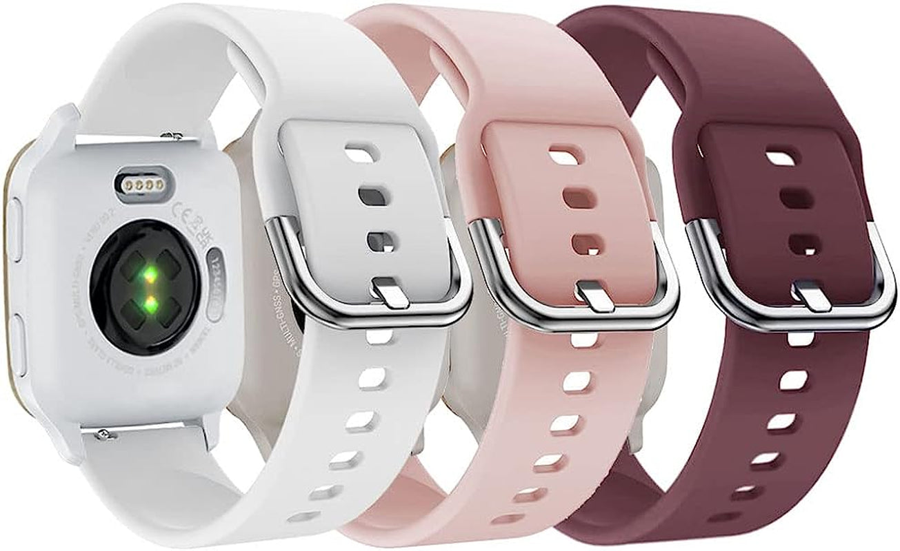 Sankel 3 Pack Band Compatible for Garmin Venu Sq 2/Venu Sq/Venu Music/Vivoactive 3/Vivomove Hr/Garmin Move Luxe/Style,Forerunner 158/245/645, 20Mm Soft Silicone Strap Wristbands  Sankel   