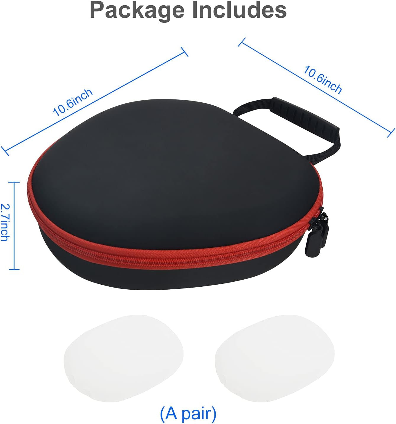 Airpods Max Case Hard Carrying Case for New Airpods Max Portable Storage Bag with Mesh Pocket for Airpods Max Accessories (Black + Red)  Taessv   