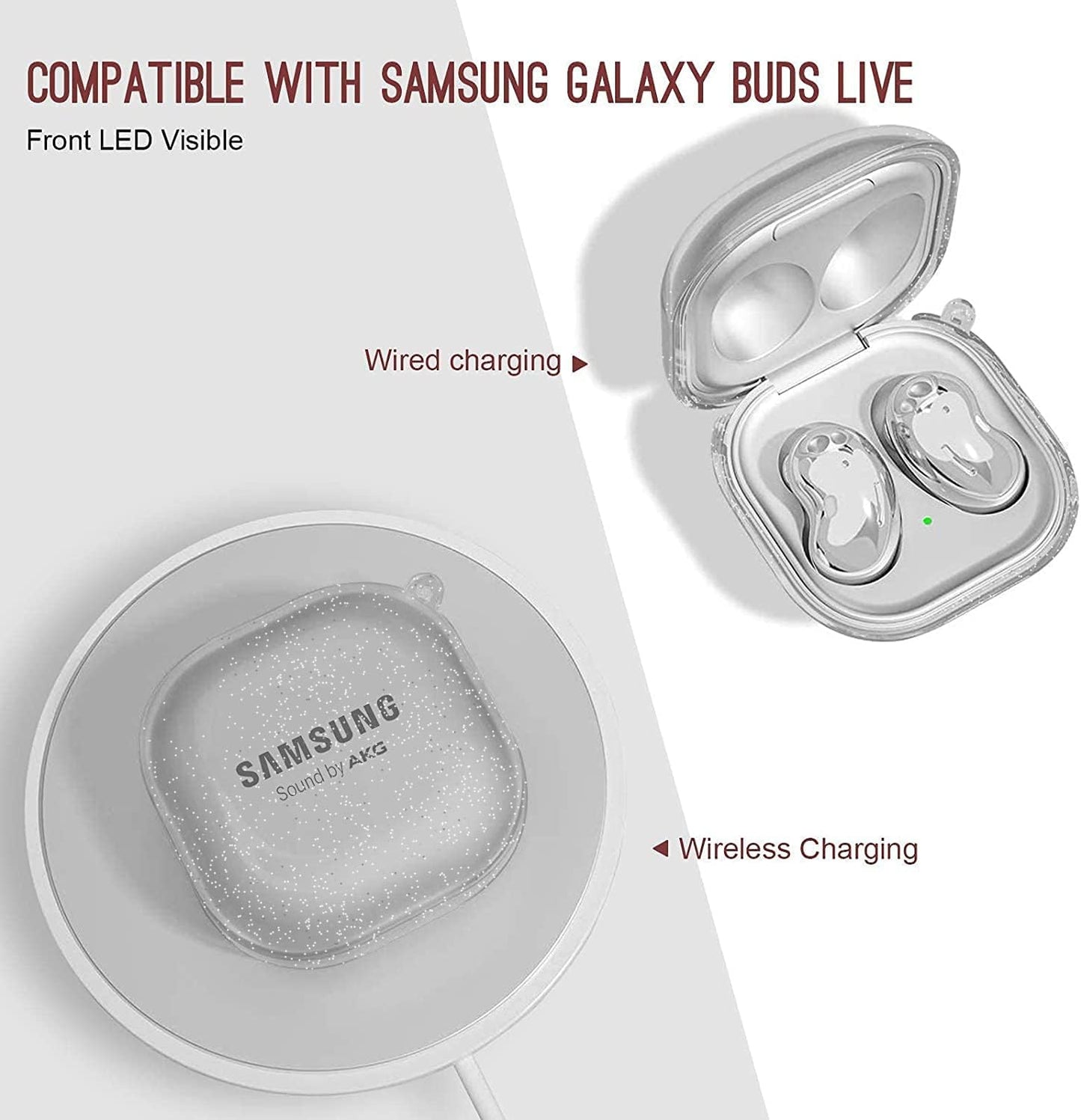 AIIKO Compatible Galaxy Buds 2 Pro Case 2022/Galaxy Buds 2/Pro Case 2021 /Galaxy Buds Live Case 2020 Clear Soft TPU Shockproof Case Protective Cover for Samsung Earbuds with Keychain - Glitter Black  AIIKO   