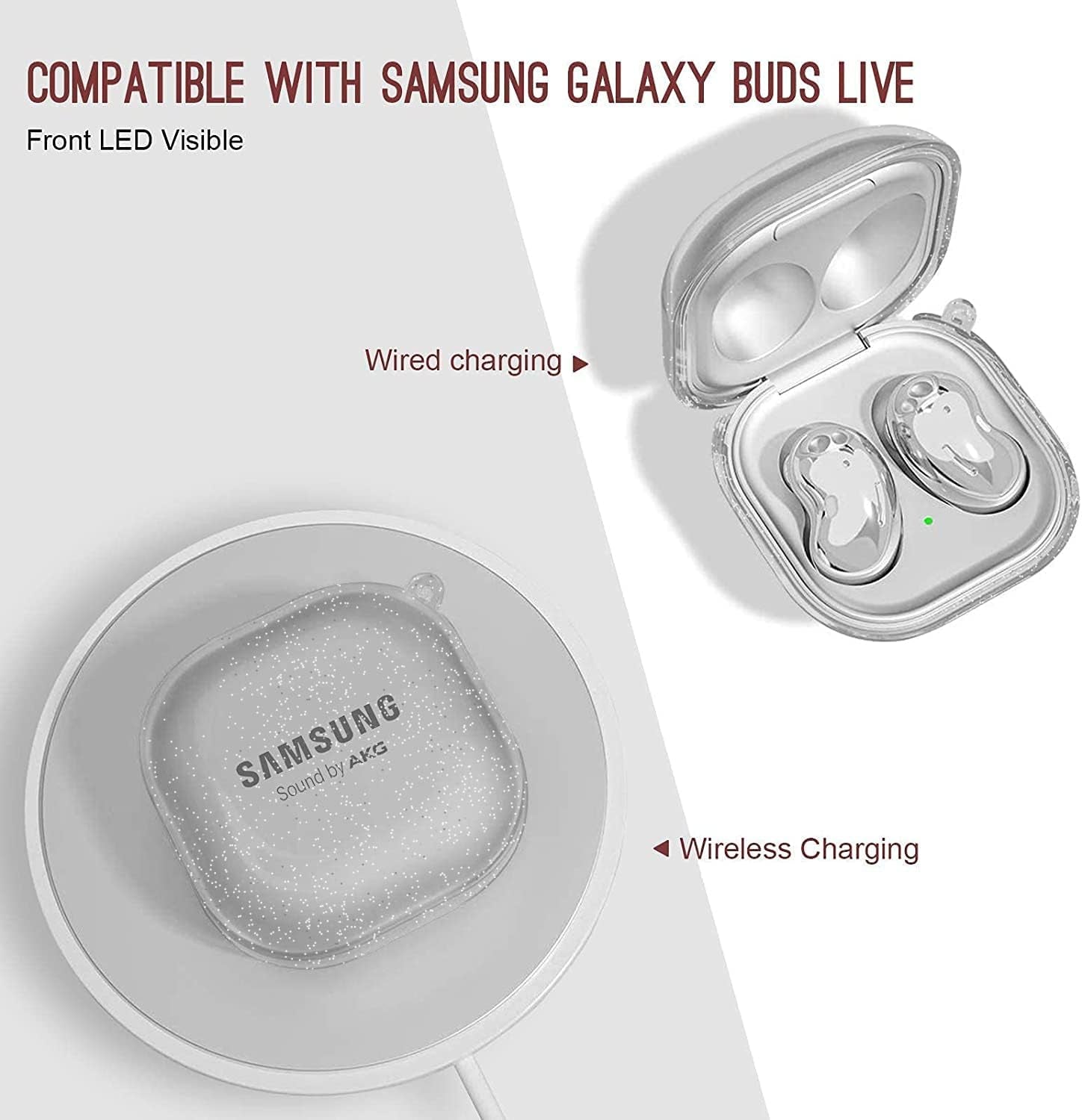 AIIKO Compatible Galaxy Buds 2 Pro Case 2022/Galaxy Buds 2/Pro Case 2021 /Galaxy Buds Live Case 2020 Clear Soft TPU Shockproof Case Protective Cover for Samsung Earbuds with Keychain - Glitter Black  AIIKO   