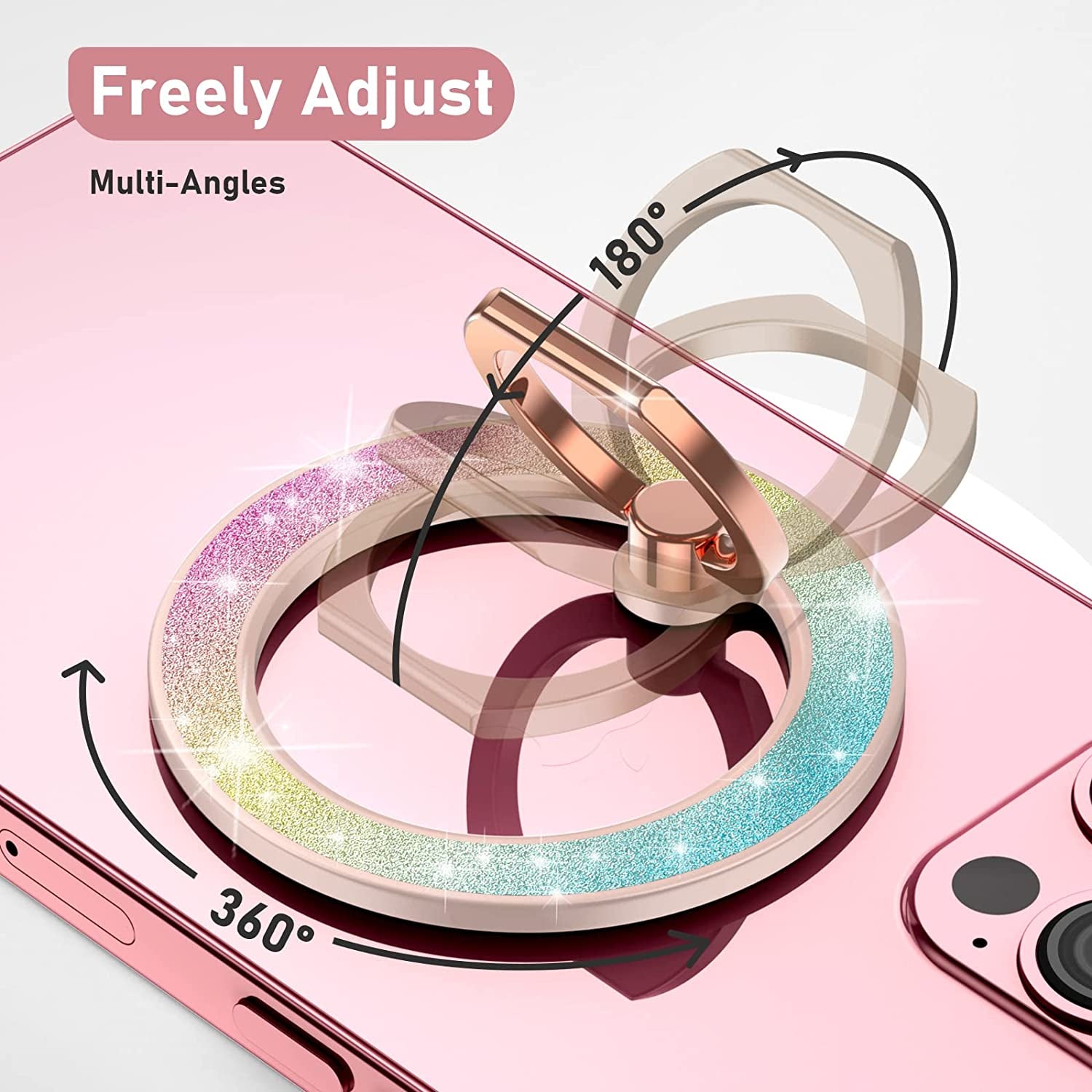 Mindsky Magnetic Phone Ring Holder for Iphone 14 13 12 Magsafe Accessories Adjustable Finger Phone Ring Grip【Removable When Wireless Charging】  Mindsky   