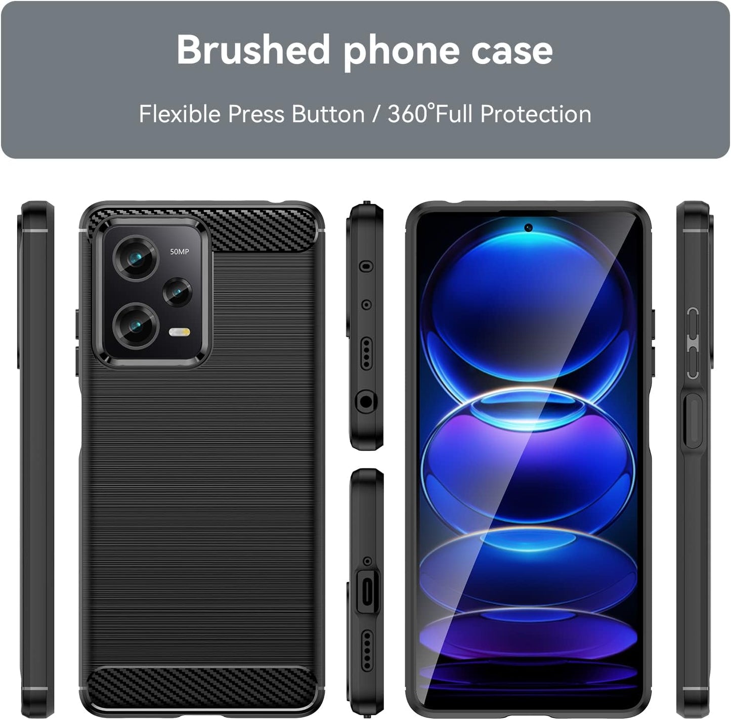 Case for Redmi Note 12 Pro,Xiaomi Poco X5 Pro Case,Tpu Carbon Fiber Soft Silicone Bumpers Protective Cover Anti-Scratch Shockproof Phone Case for Redmi Note 12 Pro 5G/Xiaomi Poco X5 Pro (Lasi Black)  Aikukiki   
