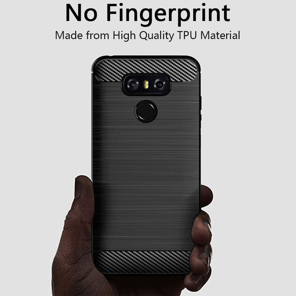 EGALO LG G6 Silicone Case, LG G6 plus Black Case Slim Thin Soft Skin Carbon Fiber Flexible TPU Anti-Scratch Shock Absorption Lightweight Rubber Protective Cases for LG G6 Plus,Brushed Black  EGALO   