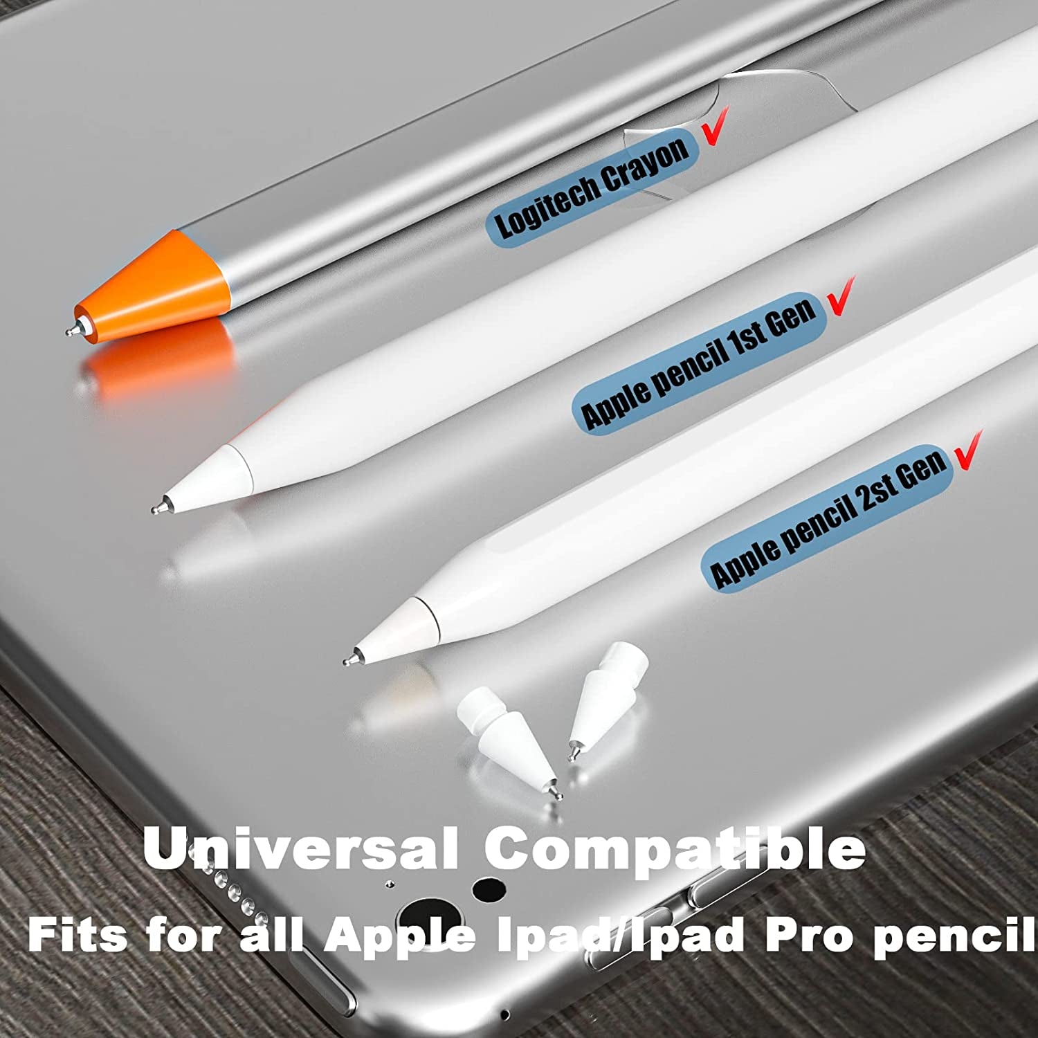 Upgraded Fine Point Pen like Writing Pencil Tips Compatible with Apple Pencil Gen 1St,2Nd, Paper-Feel Wear Out Resistance Ipad Pencil Nibs Fits for Apple Ipad Pro Pen,2 Pack White  BPOPO   