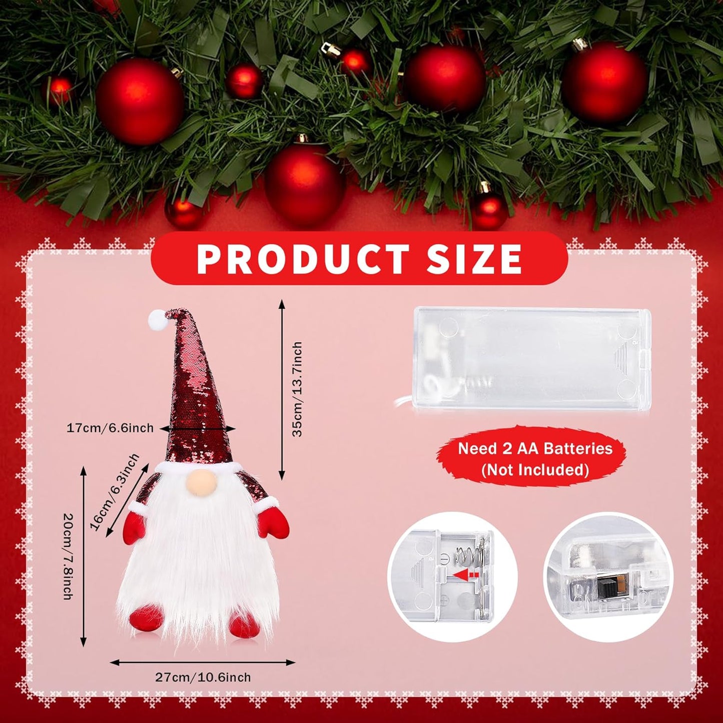 Fortuning'S JDS Gnome Christmas Tree Topper with Light, 21" Gnome Decorations with DIY Reversible Sequin Hat as Christmas Tree Ornaments Holiday Home Decor  Fortuning's JDS   