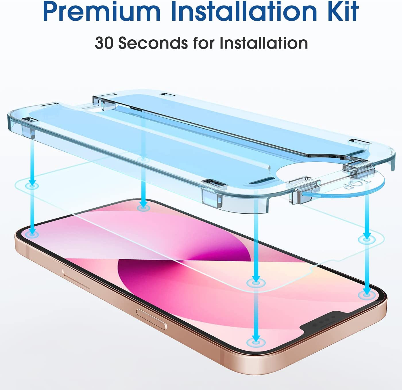 Amfilm Onetouch Glass Screen Protector Compatible with Iphone 13 Mini 5.4" 2021 with Easy Installation Kit, Full Coverage Case Friendly, Tempered Glass, 2 Pack  TechMatte   