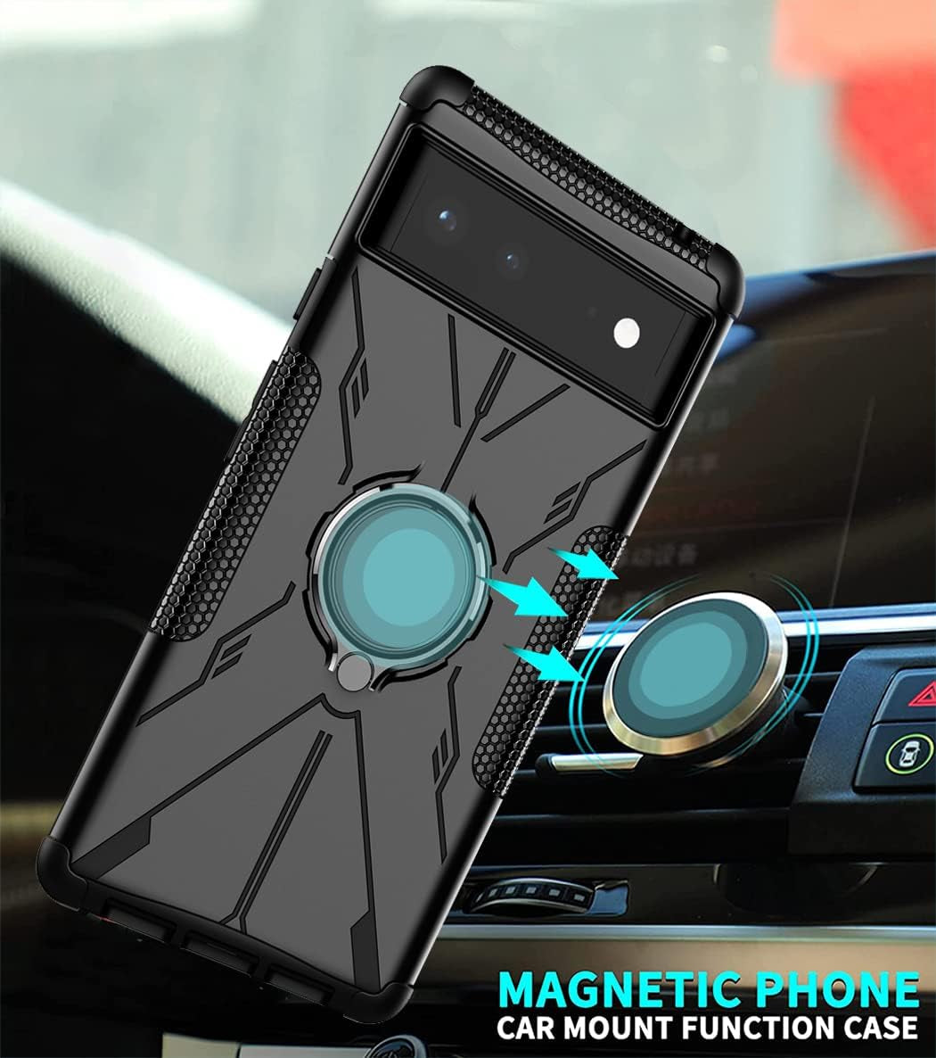 Gufuwo Phone Case for Pixel 6 Pro Case,Pixel 6 XL G8VOU Case, Metal Ring Holder Kickstand Stand Protection Cover for Google Pixel 6 Pro 5G (Black)  Gufuwo   