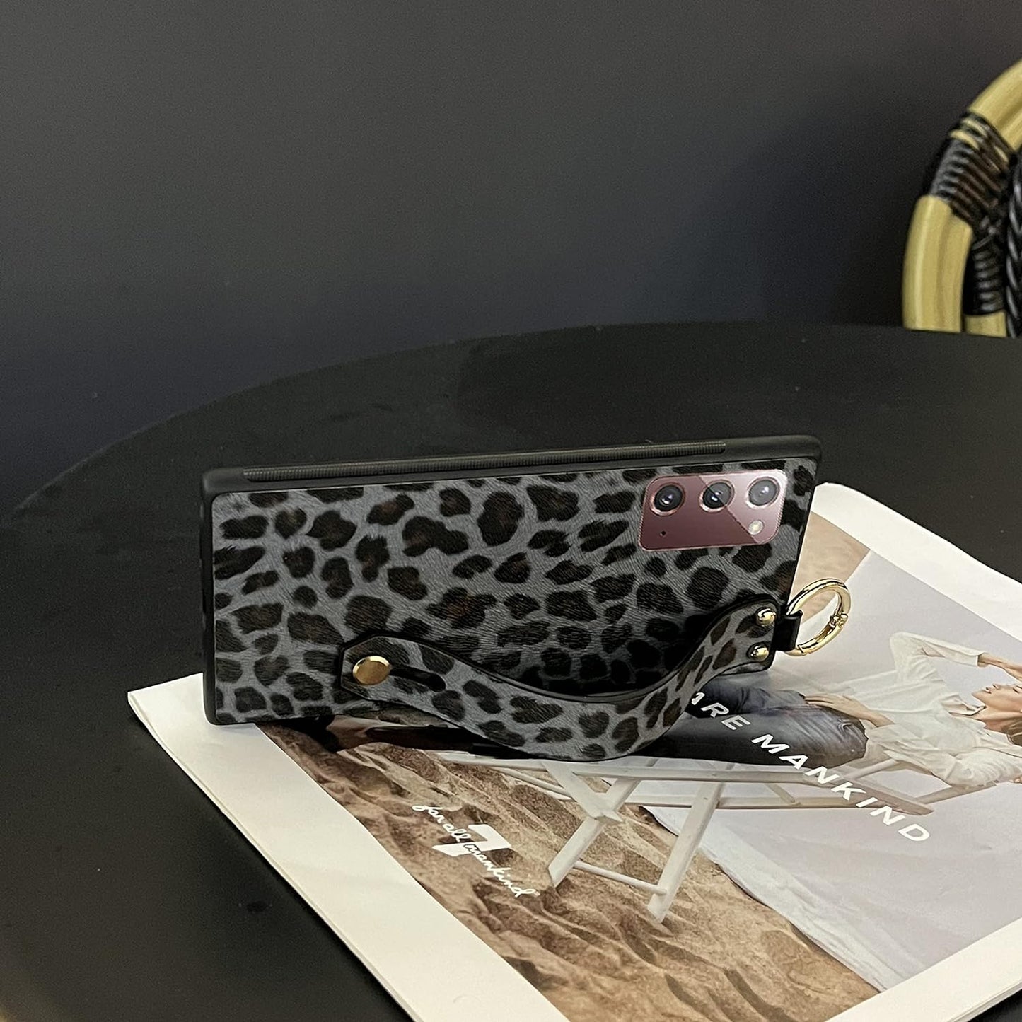 For Galaxy Note 20, Leopard Print Pattern Luxury Design with Hand Strap Kickstand Stylish Leather Back Soft Slim Phone Cover Protective Trunk Case for Samsung Galaxy Note20 5G 2020 6.7-Inch  AYABUCO   