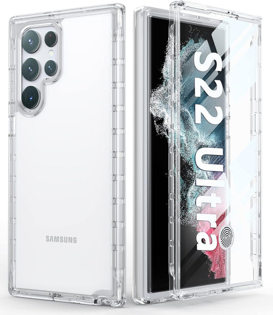 FNTCASE for Samsung Galaxy S22-Ultra Case: Full Drop Proof Protection Translucent Cases | Matte Textured Shockproof Protective Bumper | Rugged Hard Cell Phone Cover for Galaxy S22Ultra 5G  FNTCASE   