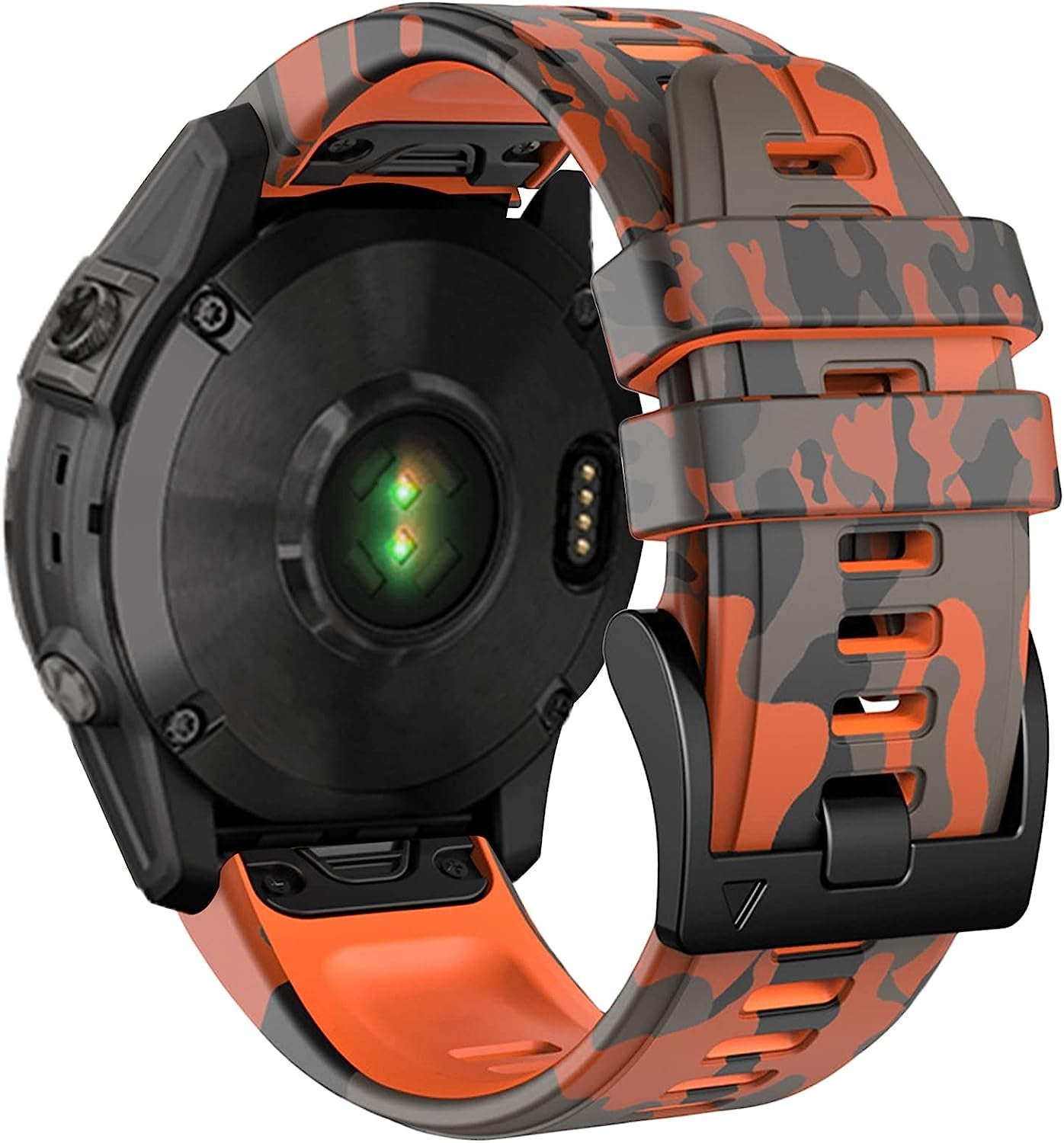 Bandkids 26Mm Camouflage Band for Garmin Fenix 5X /Fenix 6X /Fenix 7X Watch Band,Soft Silicone Waterproof Sport Quickfit Watch Bands for Garmin Fenix 6X Pro/5X Plus/Fenix 3/3 Hr/Enduro/Tactix Delta  Bandkids Orange  