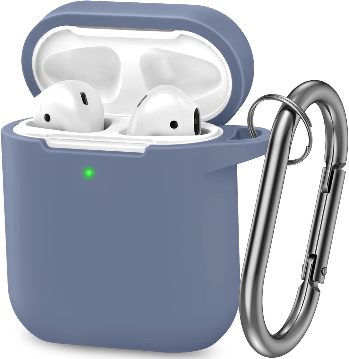 ATUAT Airpods Case Cover, Full Protective Silicone Skin Dust-Proof Designed for Apple Airpods 1St 2Nd Generation with Keychain, Front LED Visible, Light Blue  ATUAT C-Lavender Grey  