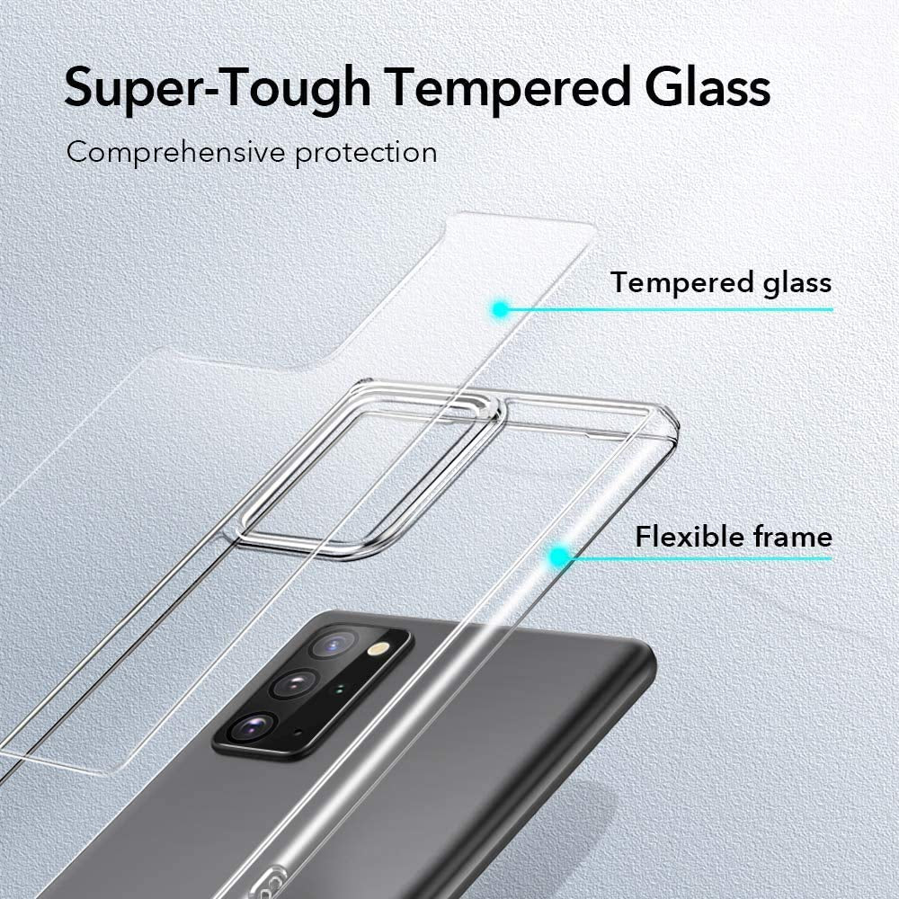 ESR Glass Case Compatible with Samsung Galaxy Note 20 Ultra 6.9”, Scratch-Resistant Tempered-Glass Back, Flexible Frame, Echo Series, Clear  Electronic Silk Road Corp   
