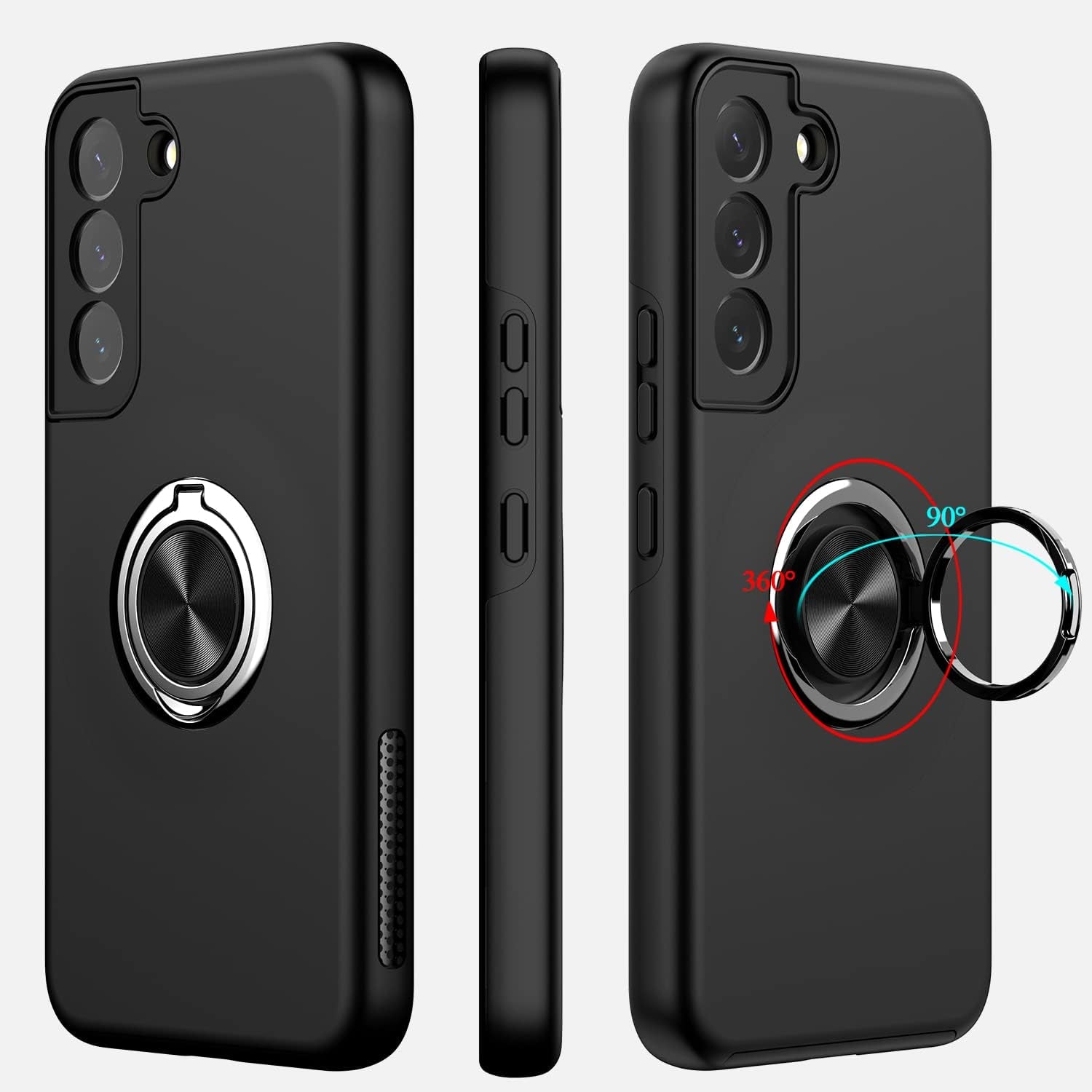 MMHUO for Galaxy S21 Case,Dual Layer Military Grade Drop Protection Slim Samsung S21 Kickstand Case with Hidden Ring Holder Shockproof Protective Phone Case for Samsung Galaxy S21 5G,Black  MMHUO   