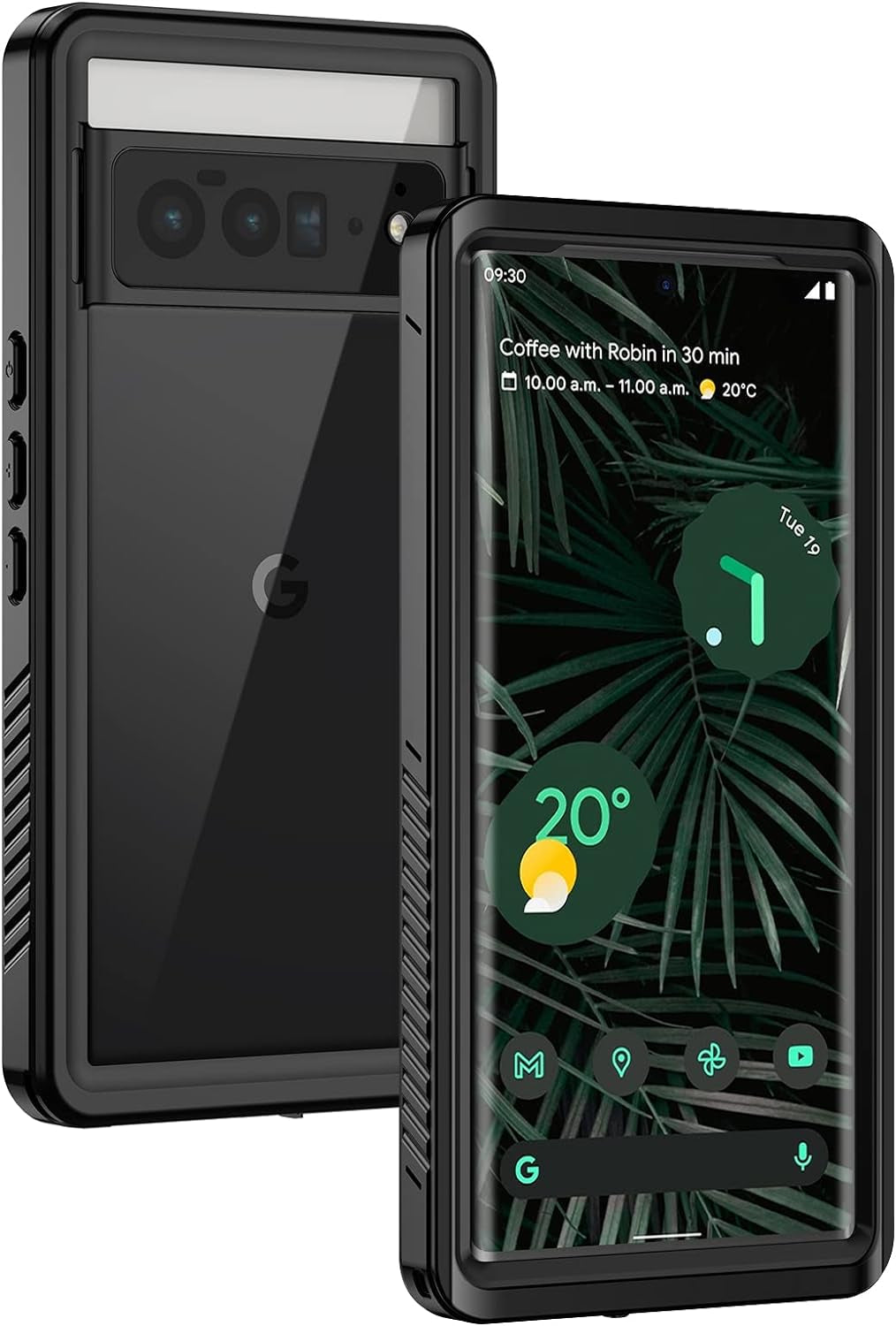 Lanhiem Pixel 6 Pro Case, IP68 Waterproof Dustproof Case with Built-In Screen Protector, Rugged Full Body Shockproof Protective Case for Google Pixel 6 Pro, Black/Clear  Lanhiem   