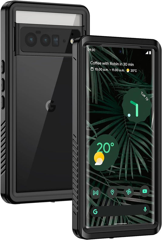 Lanhiem Pixel 6 Pro Case, IP68 Waterproof Dustproof Case with Built-In Screen Protector, Rugged Full Body Shockproof Protective Case for Google Pixel 6 Pro, Black/Clear  Lanhiem   