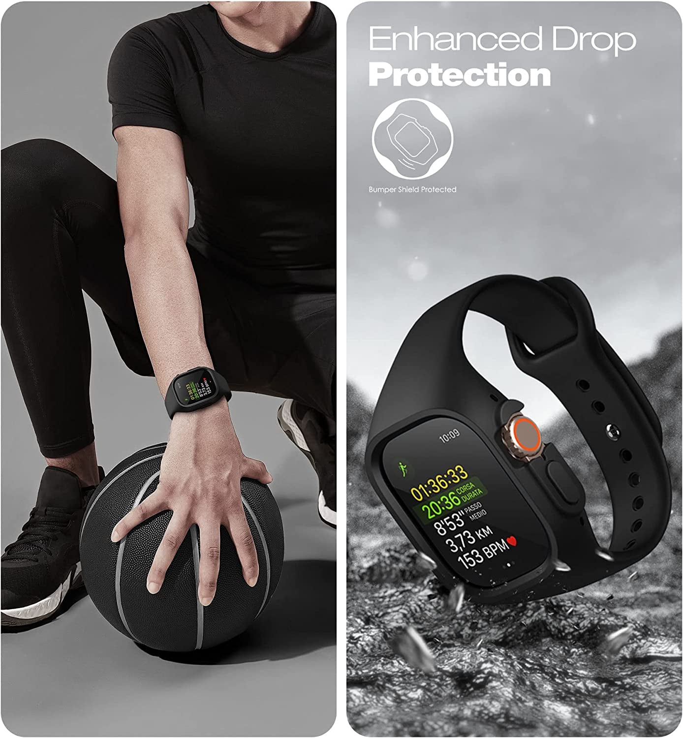 SURITCH Band Compatible with Apple Watch Ultra 49Mm, Soft Silicone Bumper Protective Case with Strap Bands for Apple Watch Ultra Band Men Women  SURITCH   