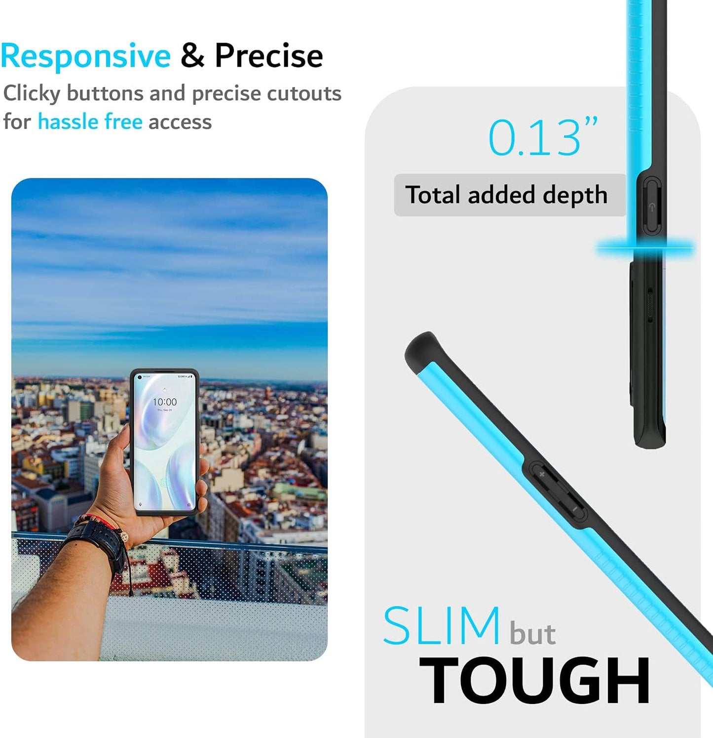 TUDIA Dualshield Designed for Oneplus 8 5G UW (Verizon Version) Case, [Merge] Shockproof Tough Dual Layer Hard PC Soft TPU Slim Protective Case Cover - Blue  TUDIA   