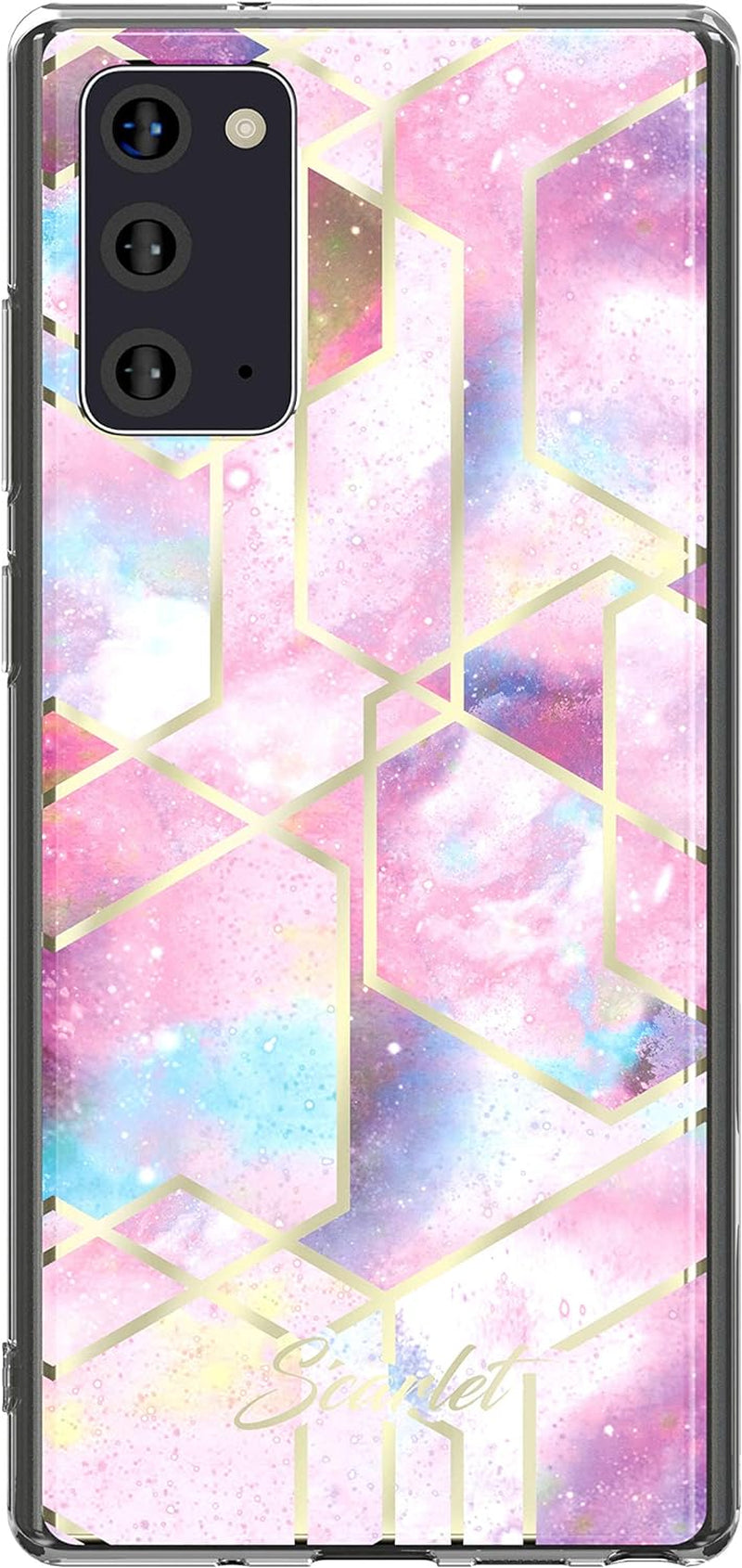 Scarlet Pink Stardust Galaxy Note 20 Case with Slim Sleek Stylish Protective Design and Shiny Gold Accents Wireless Charging Compatible Phone Cover Designed for 2020 Note20 (6.7 Inch) (Pink Stardust)  Ghostek   