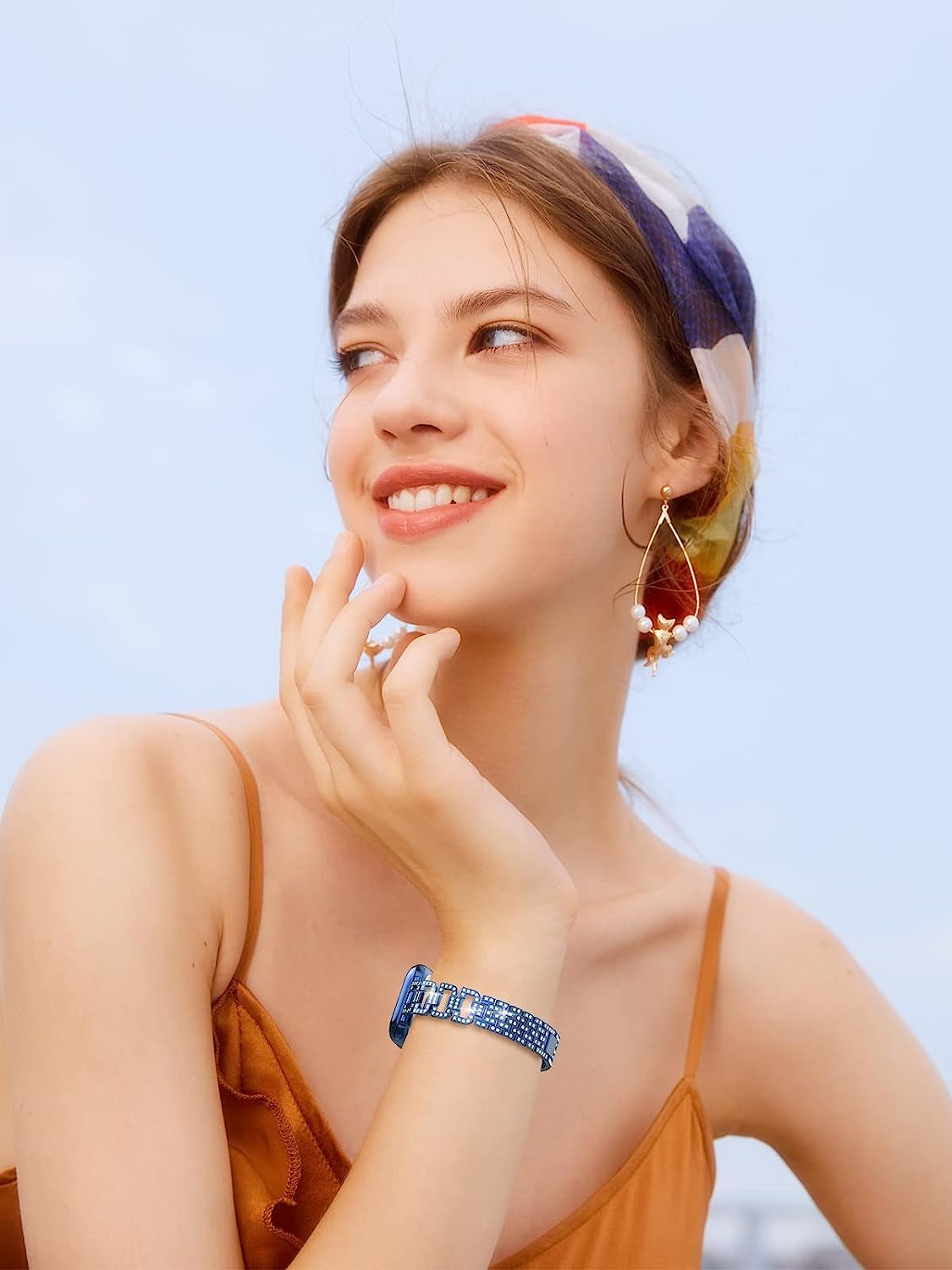 SIBOLOO for Apple Watch Band 45Mm 44Mm 42Mm 41Mm 40Mm 38Mm Series 7 Series 6 5 4 3 2 1 SE, Diamond Rhinestone Stainless Steel Iwatch Band, Bling Replacement Bracelet Metal Wristband Strap  SIBOLOO   